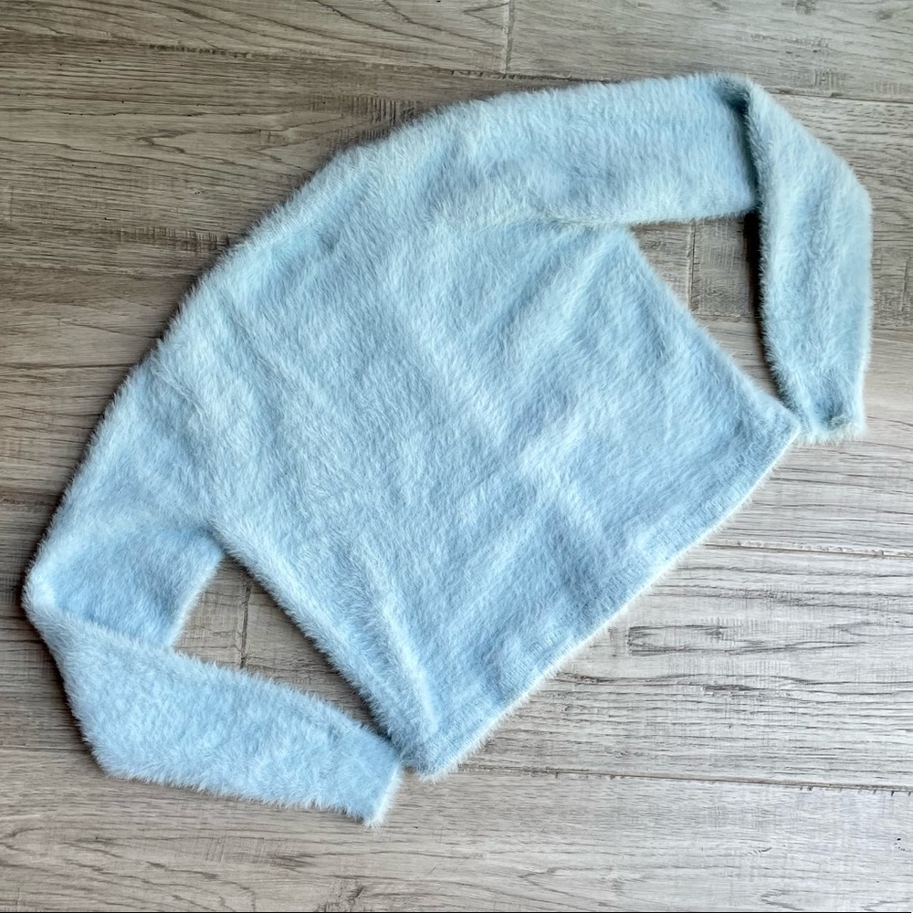 Princess Polly Fuzzy Sweater Cardigan Button Down Stretchy Light Blue SZ S/M - Picture 2 of 9